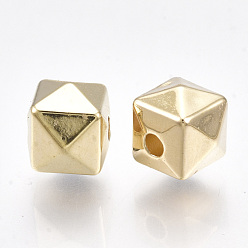 Light Gold CCB Plastic Beads, Polyhedron, Light Gold, 8x8x6.5mm, Hole: 1.8mm