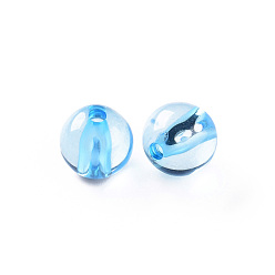 Bleu Ciel Clair Perles acryliques transparentes, ronde, lumière bleu ciel, 10x9mm, trou: 2 mm, environ 940 pcs / 500 g