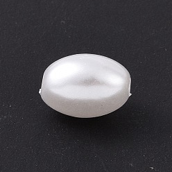 Blanco Cuentas de perlas de imitación de plástico abs, oval, blanco, 11x7.5 mm, agujero: 1.6 mm, Sobre 1724 unidades / 500 g