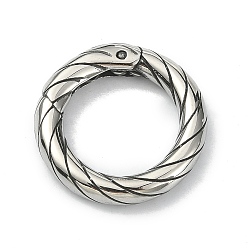 Античное Серебро Тибетский стиль 316 пружинные кольца из хирургической нержавеющей стали, закрутить круглое кольцо, античное серебро, 18.6x3.3 мм