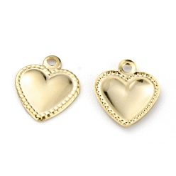 Real 24K Gold Plated Brass Charms, Long-Lasting Plated, Heart, Real 24K Gold Plated, 9.5x8x0.7mm, Hole: 1mm