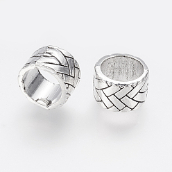 Antique Silver Tibetan Style Alloy Beads, Large Hole Beads, Column, Antique Silver, 13x8mm, Hole: 10mm