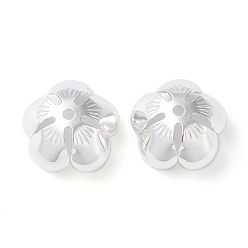 Plata Abalorios de tapas de latón, 5-pétalo de flor, plata, 13x13x6.5 mm, agujero: 1.4 mm