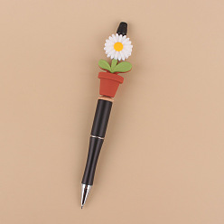 Белый Пластиковая шариковая ручка, бисерная ручка, для индивидуальной ручки своими руками, с силиконовым цветочным горшком, белые, 140 мм