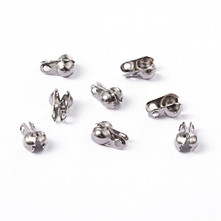 Stainless Steel Color 304 Stainless Steel Smooth Surface Bead Tips, Calotte Ends, Clamshell Knot Cover, Stainless Steel Color, 6x4x2.5mm, Hole: 1mm, Inner Diameter: 2mm