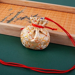 Bisqué Bolsas de almacenamiento de flores bordadas de tela, bolsa de embalaje de bolsas con cordón, rondo, sopa de mariscos, 7.5x8 cm