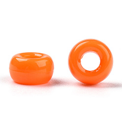 Dark Orange Opaque Acrylic Beads, Rondelle, Dark Orange, 7x4mm, Hole: 3mm, about 4545pcs/500g