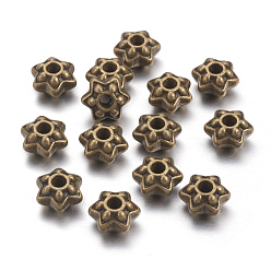 Bronze Antique Perles séparateurs de style tibétain , fleur, sans cadmium et sans nickel et sans plomb, bronze antique, 9mm, Trou: 2mm