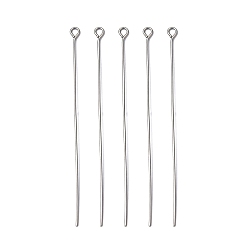Stainless Steel Color 304 Stainless Steel Eye Pins, Stainless Steel Color, 65mm, Hole: 2mm, Pin: 0.7mm