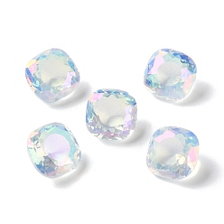 Claro AB Cabujones de diamantes de imitación de vidrio transparente, facetados, señaló hacia atrás, plaza, claro ab, 10x10x6.5 mm