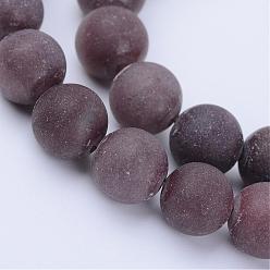 Purple Aventurine Natural Purple Aventurine Beads Strands, Round, Frosted, 8~8.5mm, Hole: 1mm, about 47pcs/strand, 15.5 inch