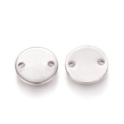 Stainless Steel Color 304 Stainless Steel Links connectors, Flat Round, Stainless Steel Color, 10x1mm, Hole: 1mm