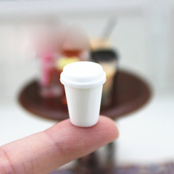 Blanc Mini tasse à café en résine, pour accessoires de maison de poupée, faire semblant de décorations d'accessoires, blanc, 14x17mm