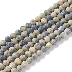 Turquoise Jaune Brins de perles turquoise jaune naturel (jaspe), givré, ronde, 6mm, Trou: 1mm, Environ 68 pcs/chapelet, 15.75 pouce (40 cm)