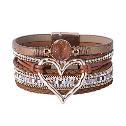 Terre De Sienne Bracelets multi-étoiles en simili cuir, strass style bohème et cristal druzy, bracelet à maillons pour femme, Sienna, 7-5/8 pouce (19.5 cm), 30mm