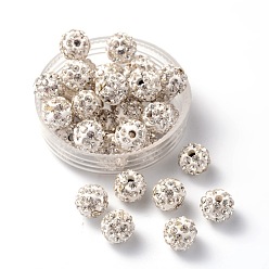 Cristal Perles de boule pave disco , Perles de strass d'argile polymère , ronde, cristal, pp 13 (1.9~2 mm), 5 rangées de strass, 8 mm, Trou: 1mm