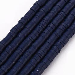Midnight Blue Eco-Friendly Handmade Polymer Clay Beads, Disc/Flat Round, Heishi Beads, Midnight Blue, 5x1mm, Hole: 2mm, about 380~400pcs/strand, 17.7 inch