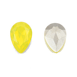 Citrino K 9 cabujones de diamantes de imitación de cristal, puntiagudo espalda y dorso plateado, facetados, lágrima, citrino, 10x7x3.7 mm