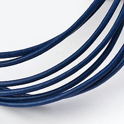Azul Cordón de cuero de vaca, cable de la joyería de cuero, material de toma de bricolaje joyas, rondo, teñido, azul, 2 mm