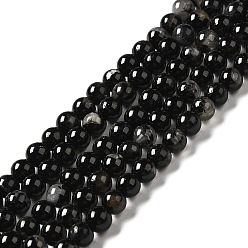 Турмалин Натуральный черный турмалин бисер нитей, круглые, 4 мм, отверстие : 0.6 мм, около 89 шт / нитка, 14.96'' (38 см)