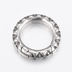 Plata Antigua 316 anillos de compuerta de resorte de acero inoxidable quirúrgico, o anillos, anillo, plata antigua, 18x3.5 mm, diámetro interior: 12 mm