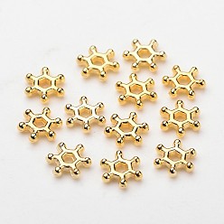 Golden Plated ABS Electroplated Snowflake Plastic Spacer Beads, Golden Plated, 7x2mm, Hole: 1.5mm, 11000pcs/500g