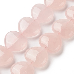 Cuarzo Rosa Natural aumentó de perlas de cuarzo hebras, corazón, 24~26x28~28.5x9~12 mm, agujero: 1.5 mm, sobre 15 unidades / cadena, 15.04~15.55 pulgada (38.2~39.5 cm)