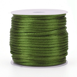 Yellow Green Nylon Cord, Satin Rattail Cord, for Beading Jewelry Making, Chinese Knotting, Yellow Green, 2mm, about 10.93 yards(10m)/roll