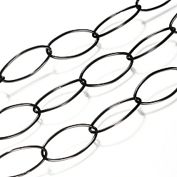 Черный Цвет Металла Вакуумное покрытие 304 цепи для канцелярских скрепок из нержавеющей стали, тянутые удлиненные кабельные цепи, пайки, с катушкой, металлический черный , 20x10x1 мм, около 16.4 футов (5 м) / рулон
