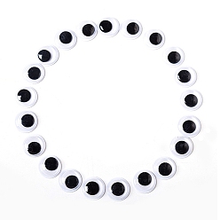 Negro En blanco y negro de plástico meneo ojos saltones cabujones, scrapbooking diy artesanía accesorios de juguete con parche de la etiqueta en la parte posterior, negro, 15 mm, 100 unidades / bolsa