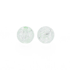 Светло-зеленый Прозрачных бусин акриловые треск, круглые, светло-зеленый, 8x7 мм, отверстие : 1.8~2 мм, Около 1745 шт / 500 г