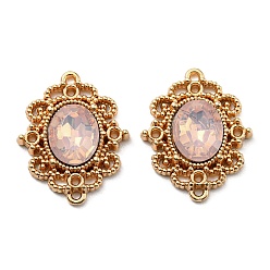 Bisque Golden Plated Alloy Oval Connector Charms, with Plastic Imitation Opalite, Bisque, 21.5x17.5x4mm, Hole: 1mm