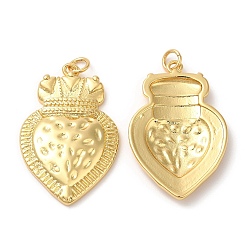 Real 18K Gold Plated Eco-Friendly Brass Pendants, with Jump Ring, Lead Free & Cadmium Free, Heart Charm, Real 18K Gold Plated, 32.5x21x3.5mm, Hole: 3mm