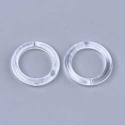 Прозрачный Акриловые связей кольца, имитация драгоценных камней, кольцо, прозрачный и белый, 24x3.5 мм, Отверстие : 17 мм , около 645 шт / 500 г