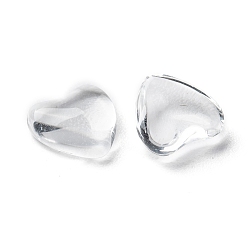 Clear Transparent Glass Heart Cabochons, Clear, 12x12x4~4.5mm