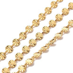 Oro Chapado de iones (ip) 304 cadenas de eslabones de flores de acero inoxidable, con carrete, sin soldar, dorado, 6x4x0.6 mm, aproximadamente 32.81 pies (10 m) / rollo