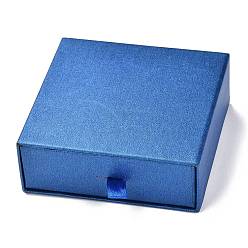 Dark Blue Square Paper Drawer Box, with Black Sponge & Polyester Rope, for Bracelet and Rings, Dark Blue, 9.3x9.4x3.4cm