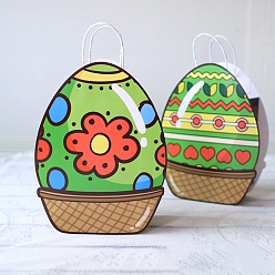 Flower Easter Egg Shaped Paper Candy Packaging Bags with Handle, Flower, 28.3x21x1cm