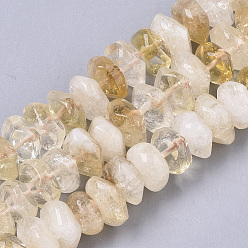 Citrine Natural Citrine Beads Strands, Nuggets, Faceted, 9.5~11x6~7mm, Hole: 1.2mm, about 30~32pcs/strand, 7.48 inch(19cm)