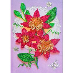 Flower DIY Diamond Painting Kits, including Resin Rhinestones, Diamond Sticky Pen, Tray Plate and Glue Clay, Flower Pattern, 400x300mm