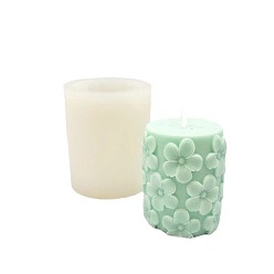 Blanc Moules en silicone pour bougies de bricolage, moules de résine, pour la résine UV, fabrication de bijoux en résine époxy, colonne avec des fleurs, blanc, 7.8x0.9x9.7 cm