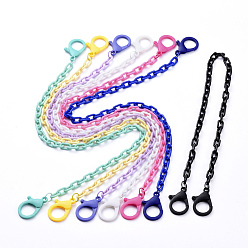 Color mezclado Collares personalizados de cadena de cable de plástico abs, cadenas de gafas, cadenas de bolsos, con cierres de pinza de langosta de plástico, color mezclado, 18.11~18.5 pulgada (46~47 cm)