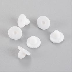White Rubber Clip on Earring Pads, Half Drilled, White, 6.5x6.5x5mm, Half Hole: 1.5mm