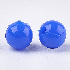 Blue Opaque Plastic Beads, Round, Blue, 6x5.5mm, Hole: 1.8mm, about 4790pcs/500g