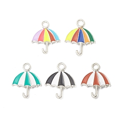 Mixed Color Alloy Enamel Pendants, Umbrella Charm, Platinum, Mixed Color, 19.5x15x2mm, Hole: 2.2mm