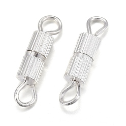 Silver Brass Screw Clasps, Tube, Silver Color Plated, 14mm, Hole: 1.8mm, Clasp: 7x3mm