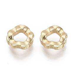 Real 18K Gold Plated Brass Linking Rings, Nickel Free, Real 18K Gold Plated, Hammered, 7.5x2.5mm, Inner Diameter: 3.5mm
