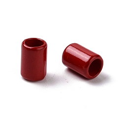 Rojo Oscuro Perlas de aleación pintadas con aerosol para enchapado en estante de columna para la fabricación de joyas, sin cadmio y níque y plomo, de color rojo oscuro, 6.5x4.5 mm, agujero: 3.3 mm