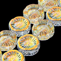 Прозрачный АВ Прозрачные бусины из гальванического стекла с цветным покрытием ab, цветок, ясно AB, 14x14.5x5.5 мм, отверстие : 1.2 мм, около 45 шт / нитка, 25.83 дюйм (65.6 см)