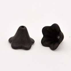 Noir Perles acryliques givrés, fleur, noir, 10x13.5mm, Trou: 1.8mm, environ1600 pcs / 500 g